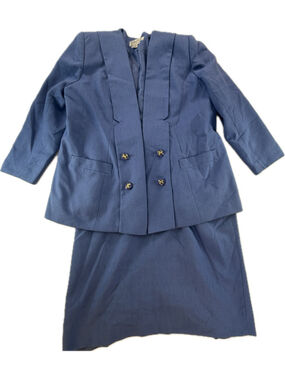 Vintage Atrium Blue Skirt Suit 14W Women’s 2 Piece Career Church Jacket Skirt Se